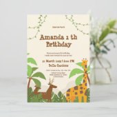 Jungle Safari 1. Geburtstag Einladung (Stehend Vorderseite)