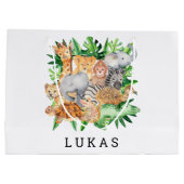 Jungle Safari 1. Geburtstag Party Große Geschenktüte (Rückseite)