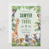 Jungle Safari 3. Geburtstag Einladung (Vorderseite)