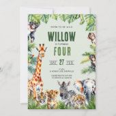 Jungle Safari 4. Geburtstag Einladung (Vorderseite)