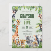 Jungle Safari 5. Geburtstag Einladung (Vorderseite)