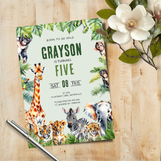 Jungle Safari 5. Geburtstag Einladung