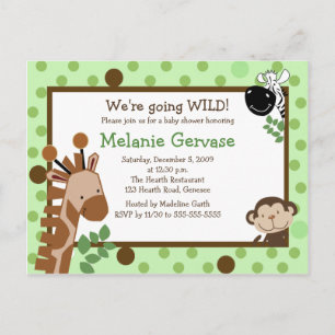 JUNGLE SAFARI ADVENTURE Green Baby Shower Einladun Einladungspostkarte