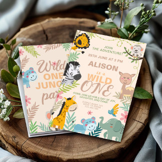 Jungle Safari Adventure Party 1. Geburtstag Einladung