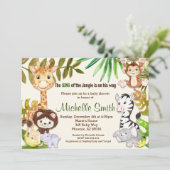 Jungle Safari Affe Elephant Giraffe Babydusche Einladung (Stehend Vorderseite)
