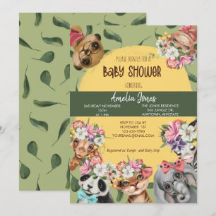 Jungle Safari Animal Baby Dusche Einladung Postca