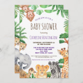 Jungle Safari Animal Baby Shows Einladung (Vorne/Hinten)