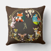 Jungle Safari Animal Kingdom Dark Woods Monogram Kissen (Rückseite)