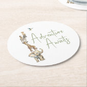 Jungle Safari Animals Adventure erwartet Baby Show Runder Pappuntersetzer (Angewinkelt)