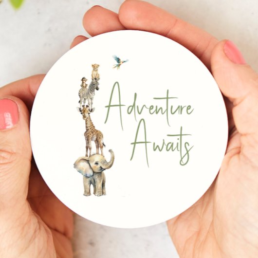 Jungle Safari Animals Adventure erwartet Baby Show Runder Pappuntersetzer