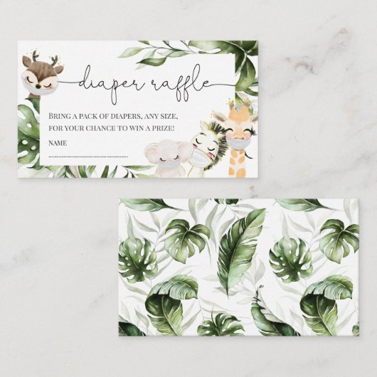 Jungle Safari Animals Baby Duschdusche Windel Raff Begleitkarte (Vorne/Hinten)