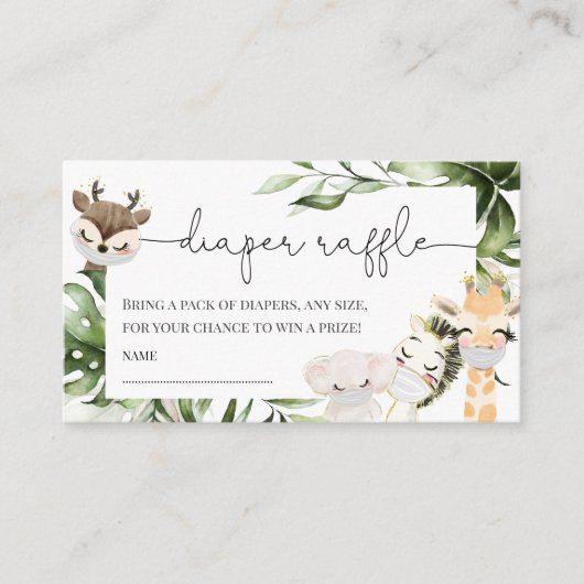 Jungle Safari Animals Baby Duschdusche Windel Raff Begleitkarte (Vorderseite)