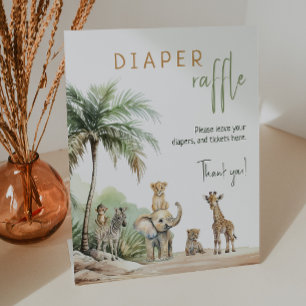 Jungle Safari Animals Baby Duschdusche Windel Raff Sockelschild