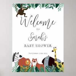 Jungle Safari Animals Baby Dusche Begrüßungszeiche Poster