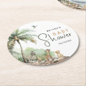 Jungle Safari Animals Baby Dusche Runder Pappuntersetzer (Angewinkelt)