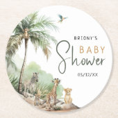 Jungle Safari Animals Baby Dusche Runder Pappuntersetzer (Vorderseite)