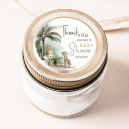 Jungle Safari Animals Baby Dusche Vielen Dank Runder Aufkleber