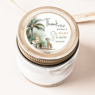 Jungle Safari Animals Baby Dusche Vielen Dank Runder Aufkleber
