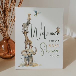 Jungle Safari Animals Baby Dusche Willkommen Sockelschild