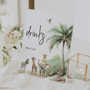 Jungle Safari Animals Baby Duschgetränke Sockelschild