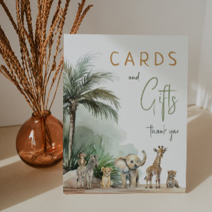 Jungle Safari Animals Baby Duschkarten und Geschen Sockelschild