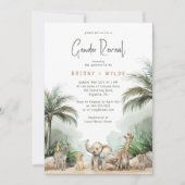 Jungle Safari Animals Baby Gender Reveal Einladung (Vorderseite)