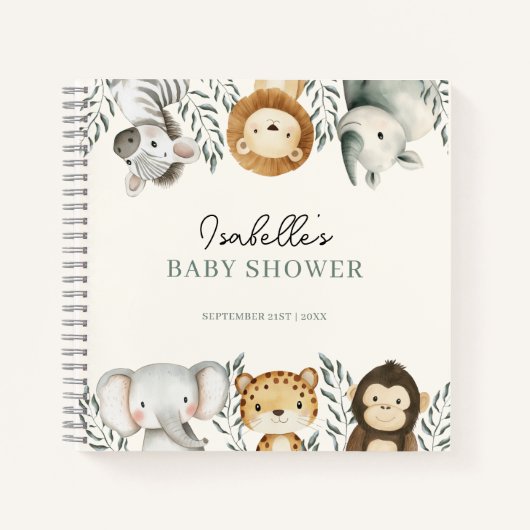 Jungle Safari Animals Baby Showbook Notizblock (Vorderseite)