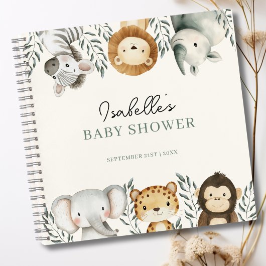 Jungle Safari Animals Baby Showbook Notizblock