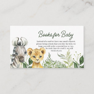 Jungle Safari Animals Baby Shower Books Begleitkarte
