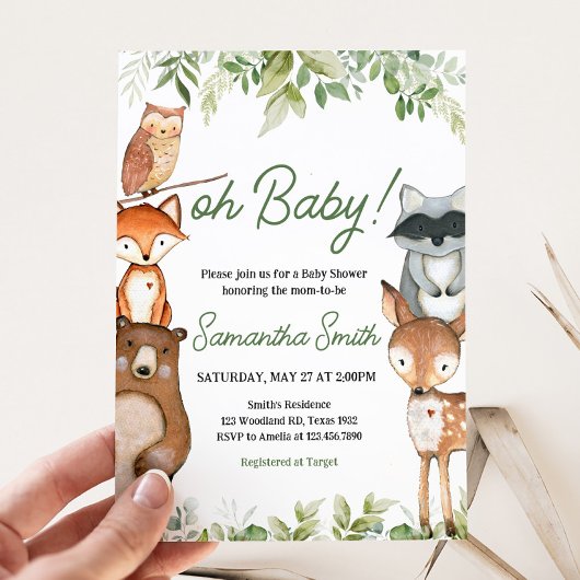 Jungle Safari Animals Baby Shower Einladung