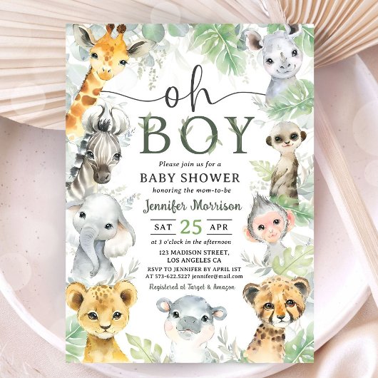 Jungle  Safari Animals Baby Shower Oh Boy Einladung