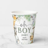 Jungle Safari Animals Baby Shower Oh Boy Pappbecher (Rückseite)