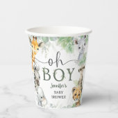Jungle Safari Animals Baby Shower Oh Boy Pappbecher (Vorderseite)
