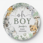 Jungle Safari Animals Baby Shower Oh Boy Pappteller (Vorderseite)