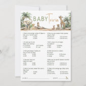 Jungle Safari Animals Baby Showkarte Einladung (Vorderseite)
