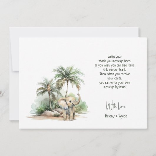 Jungle Safari Animals Babydusche Flat Vielen Dank Dankeskarte (Rückseite)