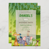 Jungle Safari Animals Birthday Party Einladung (Vorne/Hinten)