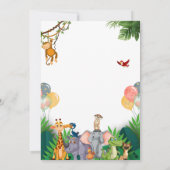 Jungle Safari Animals Birthday Party Einladung (Rückseite)