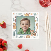 Jungle Safari Animals Birthday with Photo Serviette (Beispiel)