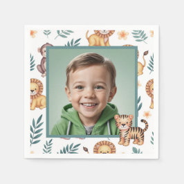 Jungle Safari Animals Birthday with Photo Serviette