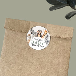 Jungle Safari Animals Boy Baby Dusche Runder Aufkleber