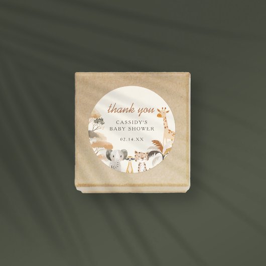 Jungle Safari Animals Boy Baby Dusche Vielen Dank Runder Aufkleber