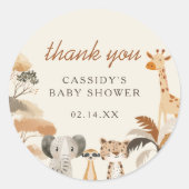 Jungle Safari Animals Boy Baby Dusche Vielen Dank Runder Aufkleber (Vorderseite)