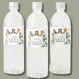 Jungle Safari Animals Boy Baby Dusche Wasserflaschenetikett