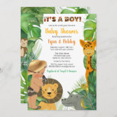 Jungle Safari Animals Boy Baby Shower Einladung (Vorne/Hinten)