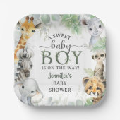 Jungle Safari Animals Boy Baby Shower Tropical Pappteller (Vorderseite)