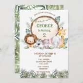 Jungle Safari Animals Boy Birthday Einladung (Vorne/Hinten)