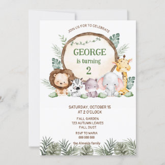 Jungle Safari Animals Boy Birthday Einladung