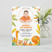 Jungle Safari Animals Boys Geburtstagsparty Einladung (Stehend Vorderseite)