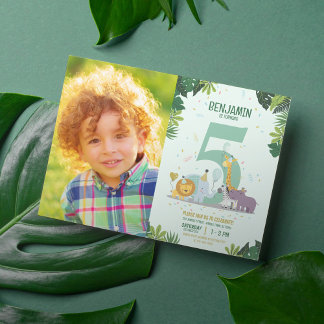 Jungle Safari Animals Foto Geburtstag Einladung